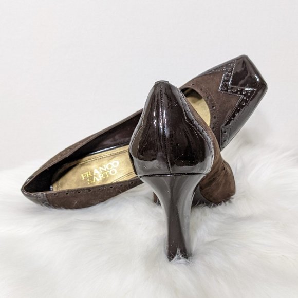 BOGO 1/2 Frank Sarto Heels Brown Leather/Velvet - Picture 4 of 7